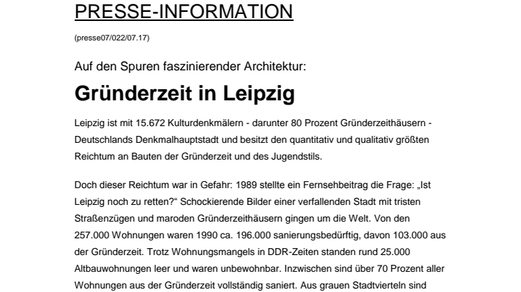 Auf den Spuren faszinierender Architektur: Gründerzeit in Leipzig