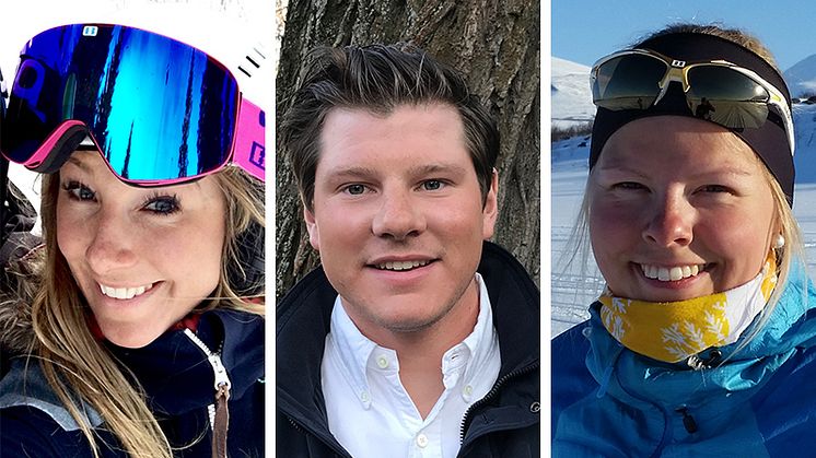 Årets stipendiater i  Konung Carl XVI Gustafs 70-årsfond för unga ledare på snö, fr.v. Malin Eriksson, Dennis Eriksson och Linda Andersson.