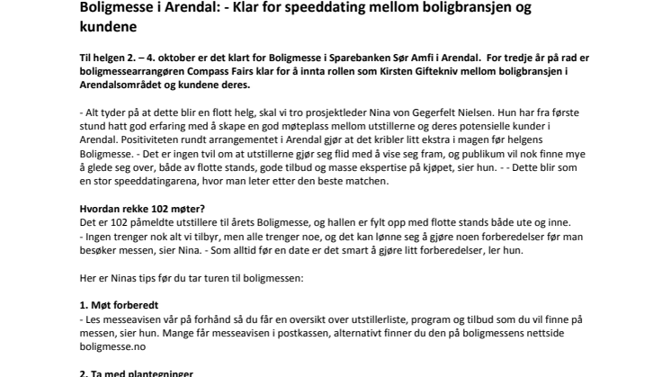 Boligmesse i Arendal: - Klar for speeddating mellom boligbransjen og kundene