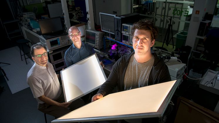 From l-r: Professor Zabih Ghassemlooy and Dr Andrew Burton of Northumbria University and Dr Paul Haigh of UCL