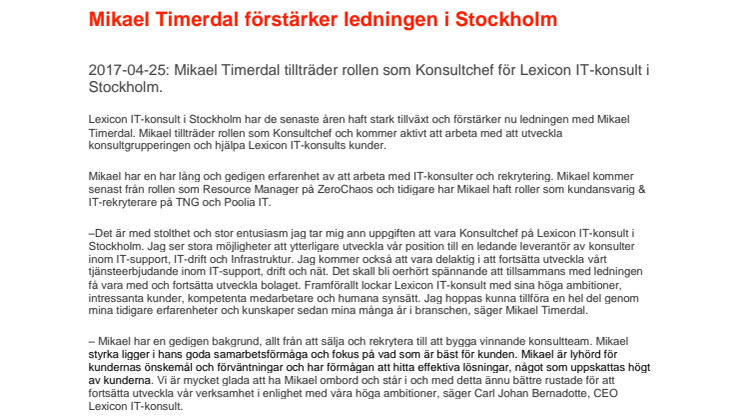 Mikael Timerdal förstärker ledningen i Stockholm