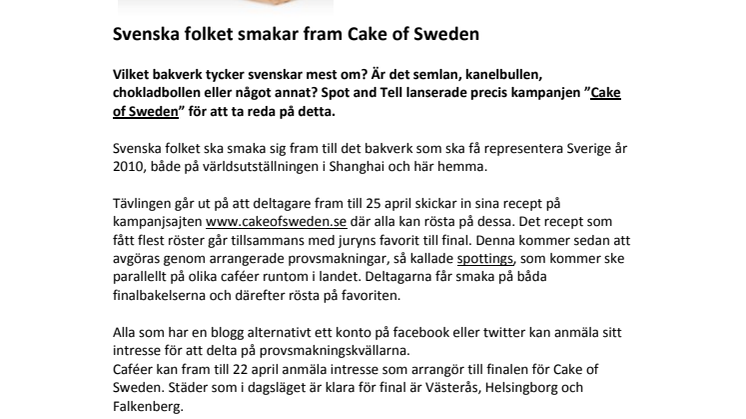 Svenska folket smakar fram Cake of Sweden