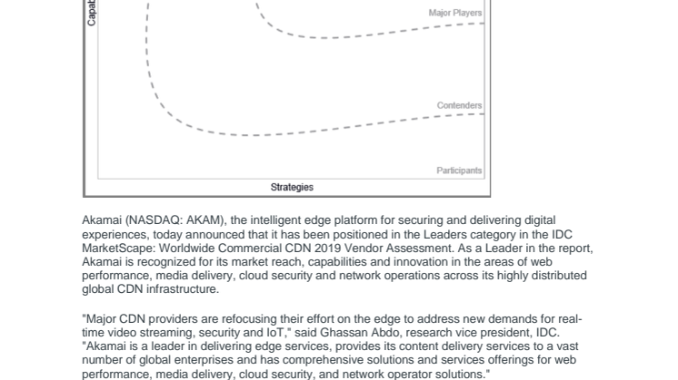 Akamai Recognised As A Leader in the IDC MarketScape: Wordwide Commercial CDN 2019 Vendor Assessment