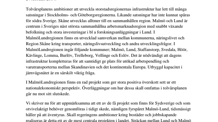 Förseningar av fyra spår i MalmöLund hämmar tillväxten i Sverige