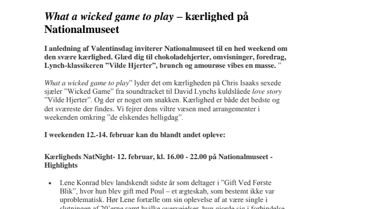 What a wicked game to play – kærlighed på Nationalmuseet