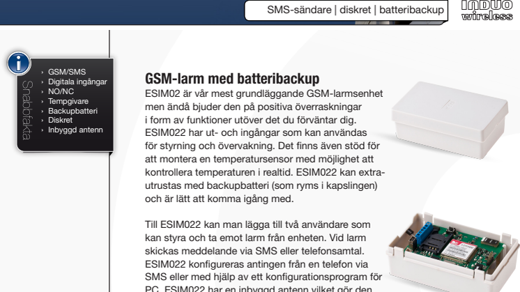 ESIM022 SMS-larm