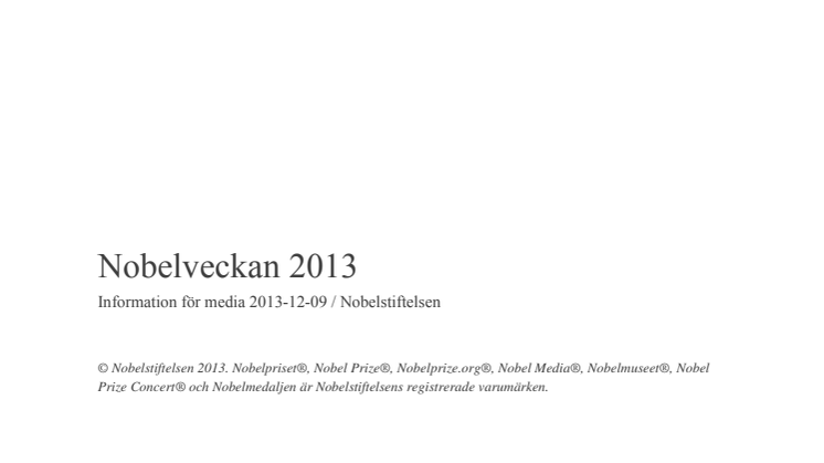 Nobelveckan 2013 - Detaljerad information (PDF) 