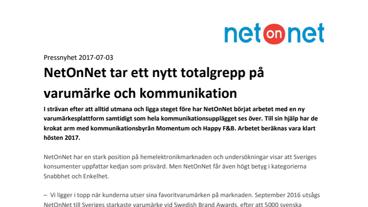NetOnNet tar ett nytt totalgrepp på varumärke och kommunikation