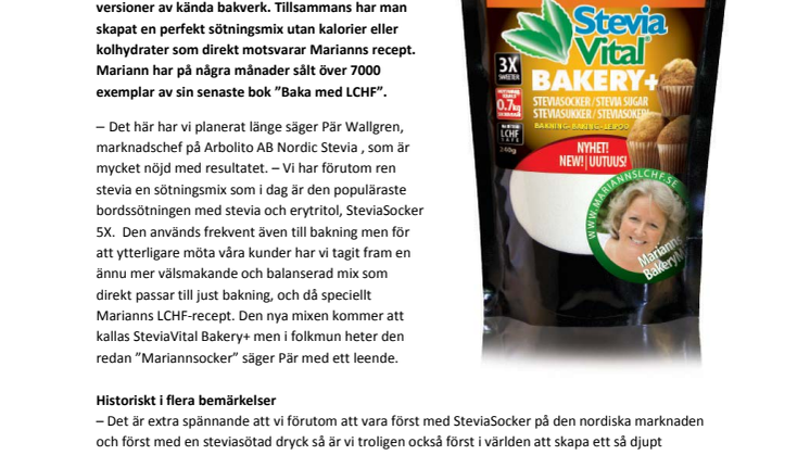 Nordic Stevia inleder historiskt sött samarbete med LCHF-drottning.