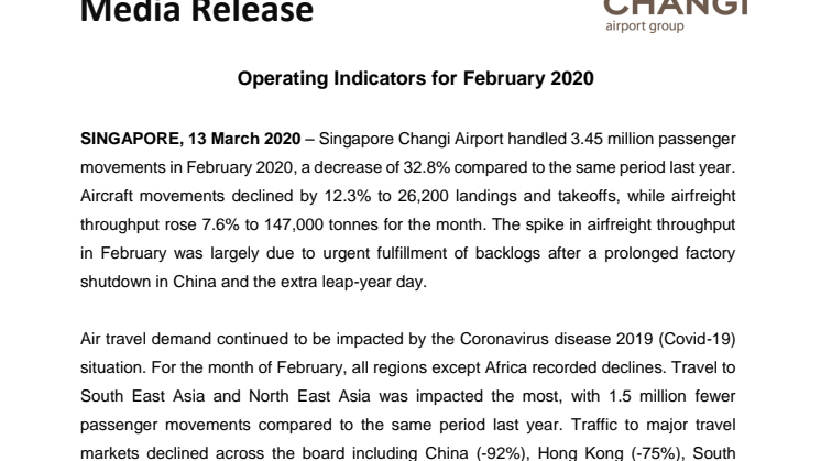 Operating Indicators for February 2020 