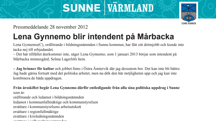 Lena Gynnemo blir intendent på Mårbacka