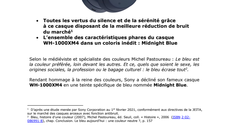 Le casque référence de Sony WH-1000XM4 se décline dans la reine des couleurs : le coloris Midnight Blue