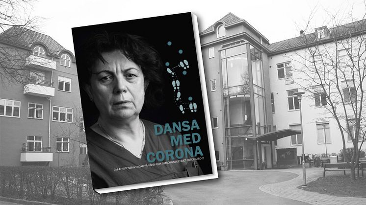 Boken "Dansa med corona" med Östergård i bakgrunden