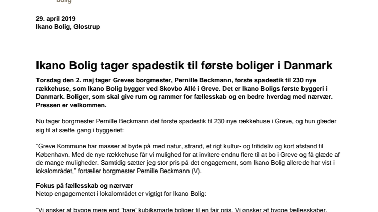 Ikano Bolig tager spadestik til første boliger i Danmark