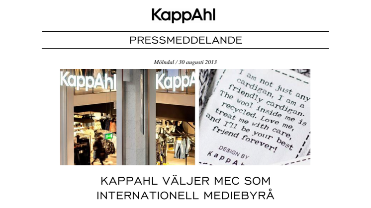 KappAhl väljer MEC som internationell mediebyrå
