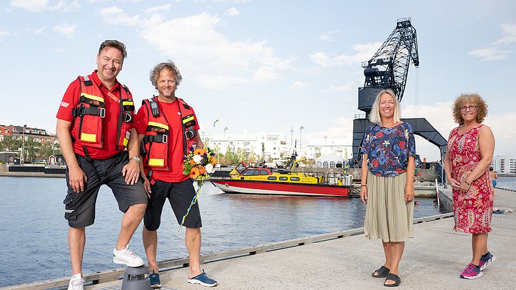 Från vänster: Magnus Jodérus, Kalle Håkansson Sjöräddningssällskapet Luleå. Carina Zolland, Maria Näslund, Luleå Energi. 