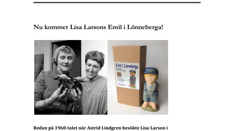 Nu kommer Lisa Larsons Emil i Lönneberga!