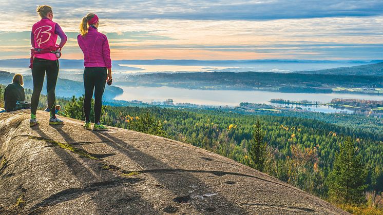 DIS OG SOL: Et av de flotteste utsiktspunktene i Lillomarka hvor man ser byen med Maridalen og Maridalsvannet i syd, og Maridalsalpene og Kikuttoppen i nordvest. Foto: Erik Unneberg