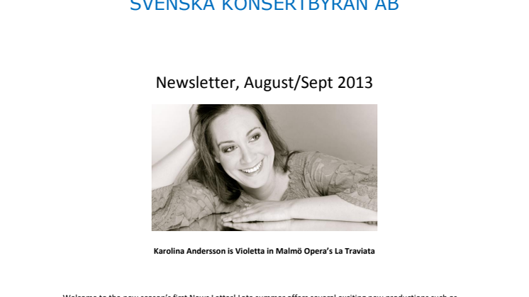 Newsletter, August & September 2013