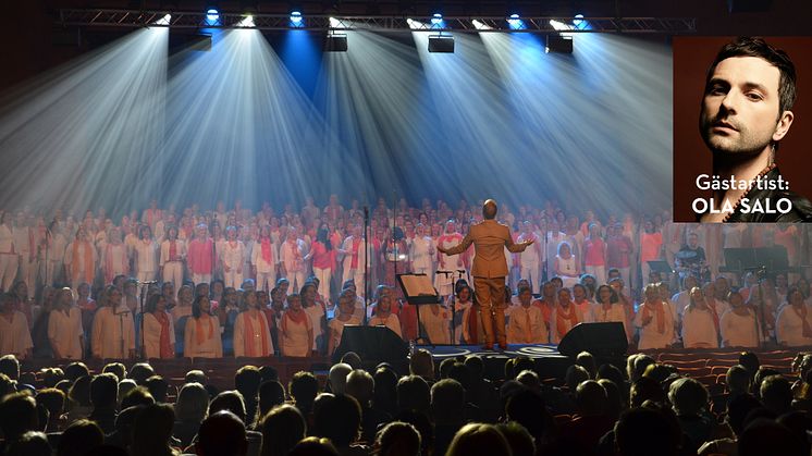 "Du kan sjunga gospel"-kören uppträder tillsammans med Ola Salo på Partille arena 9 november