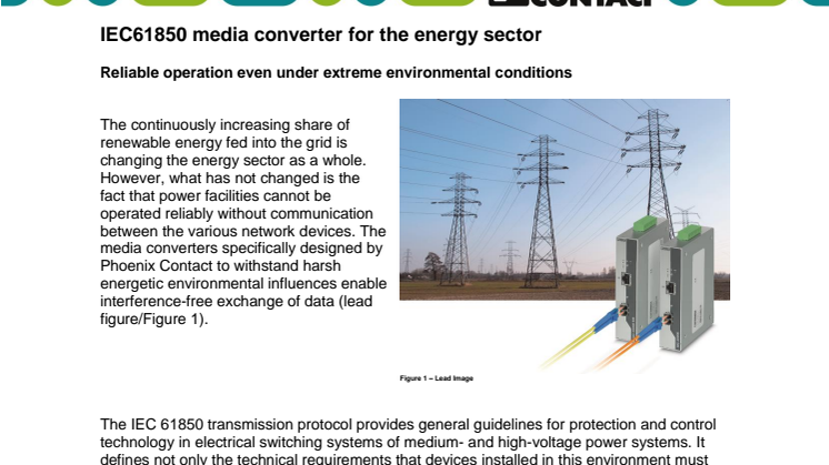 IEC61850 media converter for the energy sector