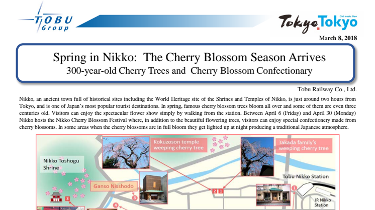 Spring in Nikko: The Cherry Blossom Season Arrives 300-year-old Cherry Trees and  Cherry Blossom Confectionary