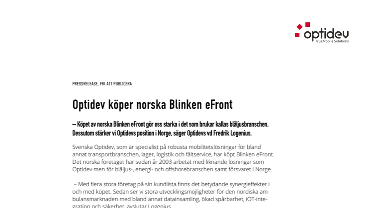 Optidev köper norska Blinken eFront
