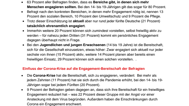 Umfrage Soziales Engagement in Deutschland – Faktenblatt 