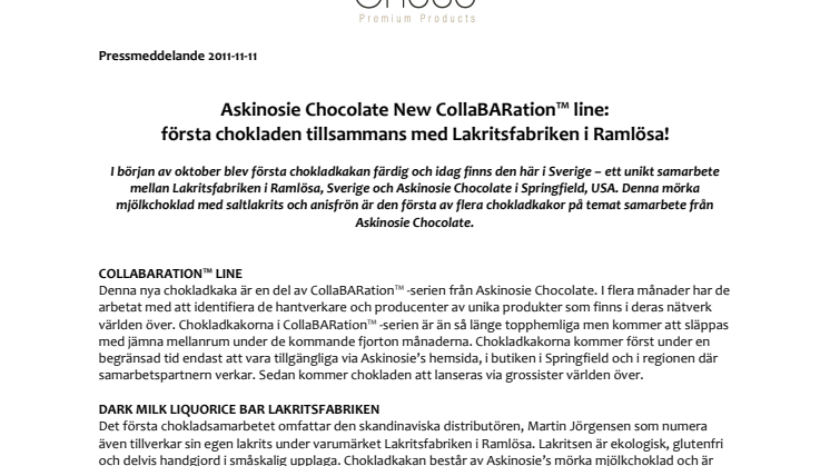 Askinosie Chocolate New CollaBARation™ line: Lakritsfabriken!