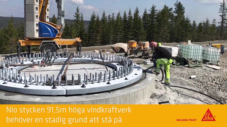 Gjutning av fundament till nio vindkraftverk i Dalarna