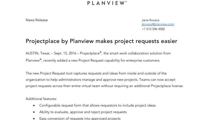 Projectplace by Planview makes project requests easier
