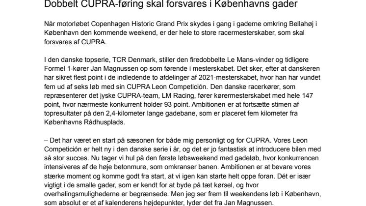 Dobbelt CUPRA-føring skal forsvares i Københavns gader