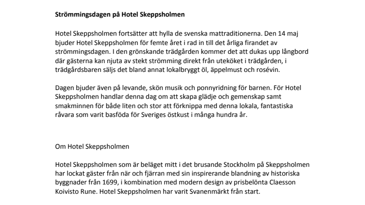 Strömmingsdagen på Hotel Skeppsholmen