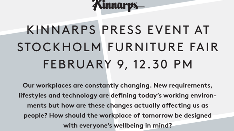 Welcome to Kinnarps press event at Stockholm Furniture Fair
