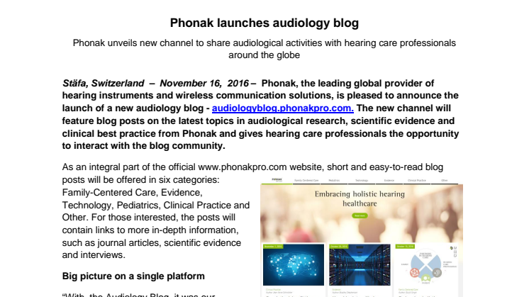 Phonak lanserar audiologi-blogg