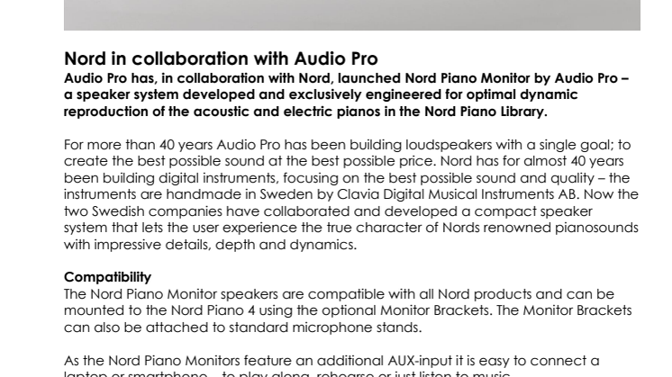 Nord in collaboration with Audio Pro