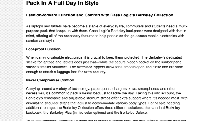 Case Logic Berkerley - Pack In A Full Day In Style 