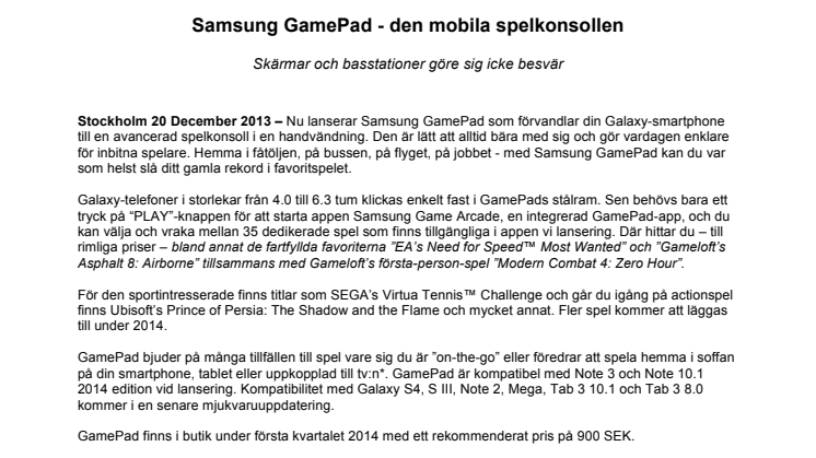 Samsung GamePad - den mobila spelkonsollen 