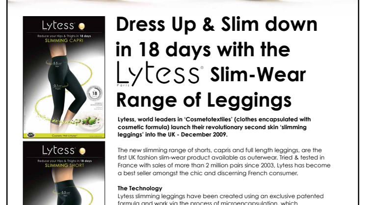 Dress Up and Slim Down in 18 days with the Lytess Slim-Wear Range of Leggins