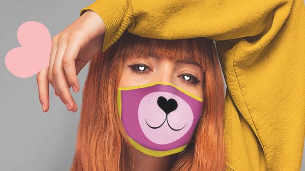 Maske mit rosa Bärenschnäutzchen entworfen von StrangeDesigns für Bärenherz