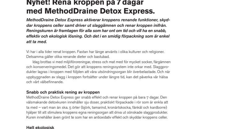 Rena kroppen på 7 dagar med MethodDraine Detox Express