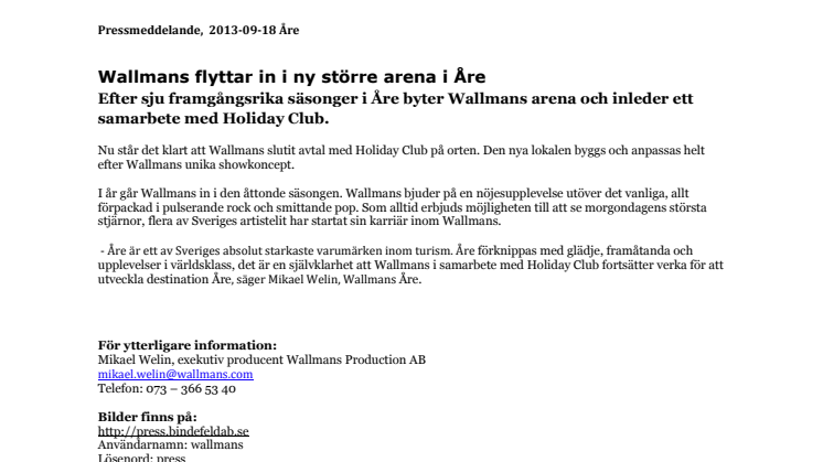 Wallmans flyttar in i ny större arena i Åre