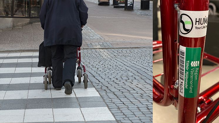 Från den 1 mars 2024 införs samma avgifter för hjälpmedel oavsett var i länet man bor. För hjälpmedel med grön id-märkning (till höger i bild) gäller en månadsavgift. För hjälpmedel utan id-märkning gäller en engångavgift.