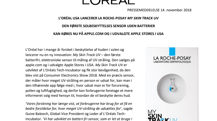 MY SKIN TRACK UV digital UV-sensor lanceres af La Roche-Posay