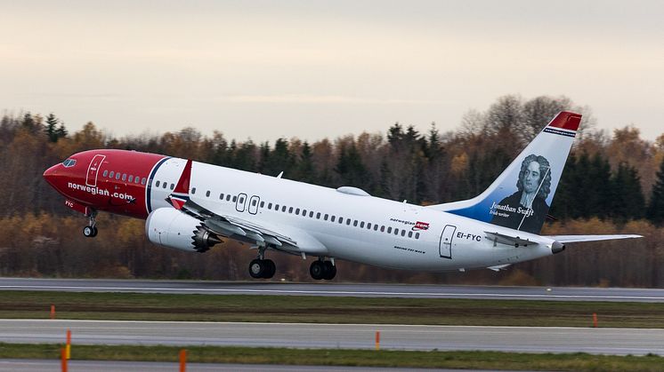 Norwegianin Boeing 737 MAX 8. Kuva: David Peacock