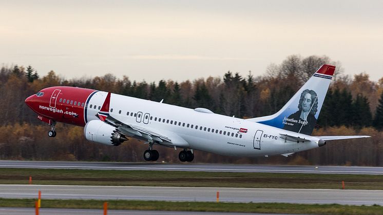 Norwegianin Boeing 737 MAX 8. Kuva: David Peacock