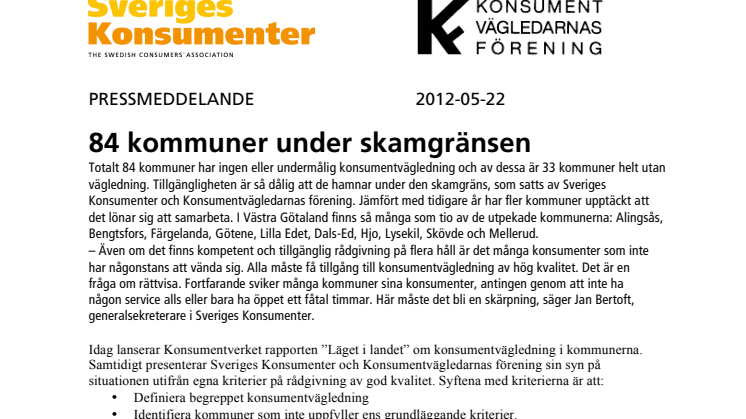 84 kommuner under skamgränsen