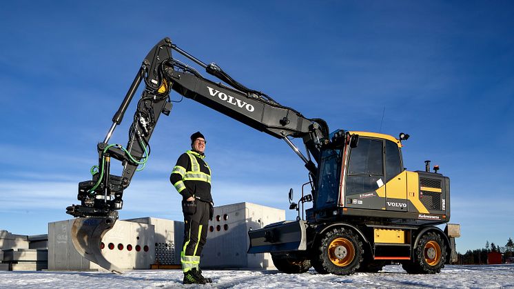 Volvo EW160E med Dig Assist hos Markresurserna i Sala