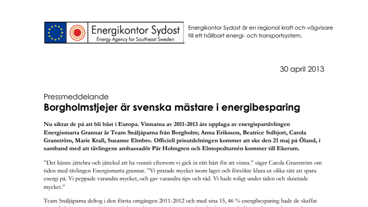 Borgholmstjejer är svenska mästare i energibesparing 