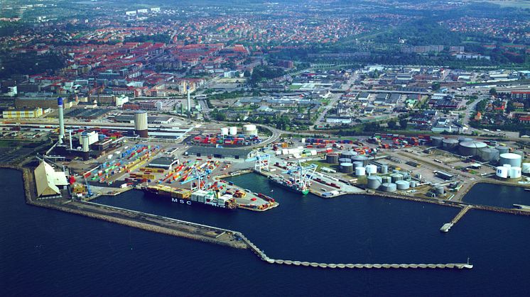 Flygbild Västhamnen i Helsingborg